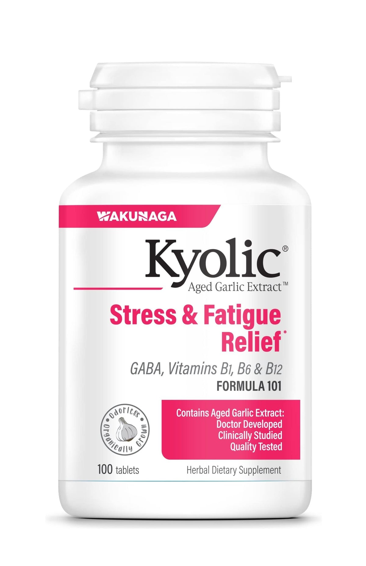 Kyolic Fórmula 101, botella de tabletas, apoyo a la energía diaria.