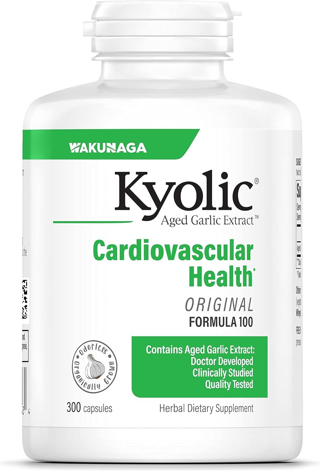 Kyolic Fórmula 100: botella de 300 cápsulas para apoyo circulatorio.