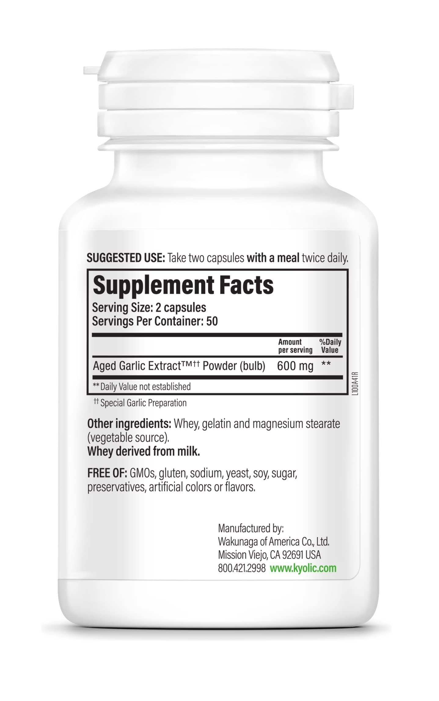 Kyolic Formula 100: etiqueta detallada para entender ingredientes y beneficios posibles.