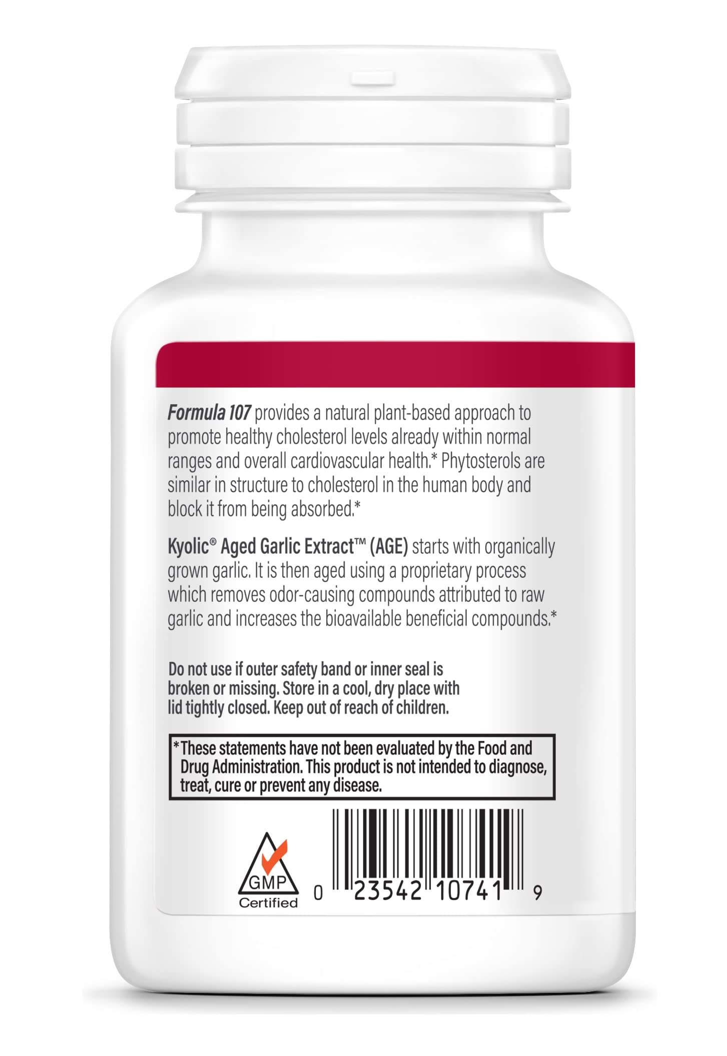 Frasco Kyolic Formula107 de 80 cápsulas para consumo diario sin olor
