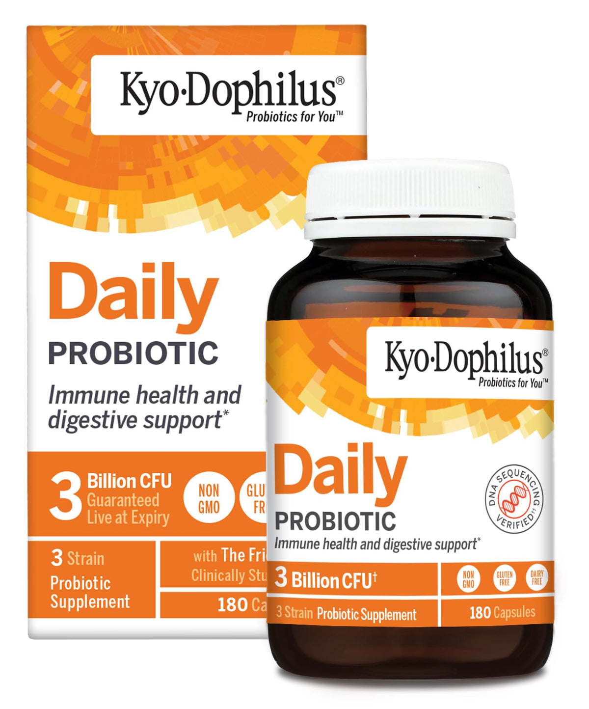Kyolic Kyo-Dophilus frasco de cápsulas para apoyo digestivo diario.