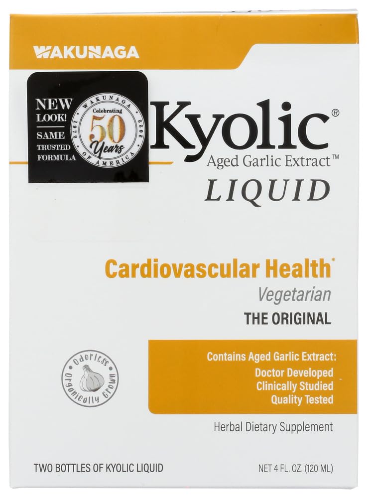 Kyolic líquido sin sabor 4oz en botella, práctico para uso diario.