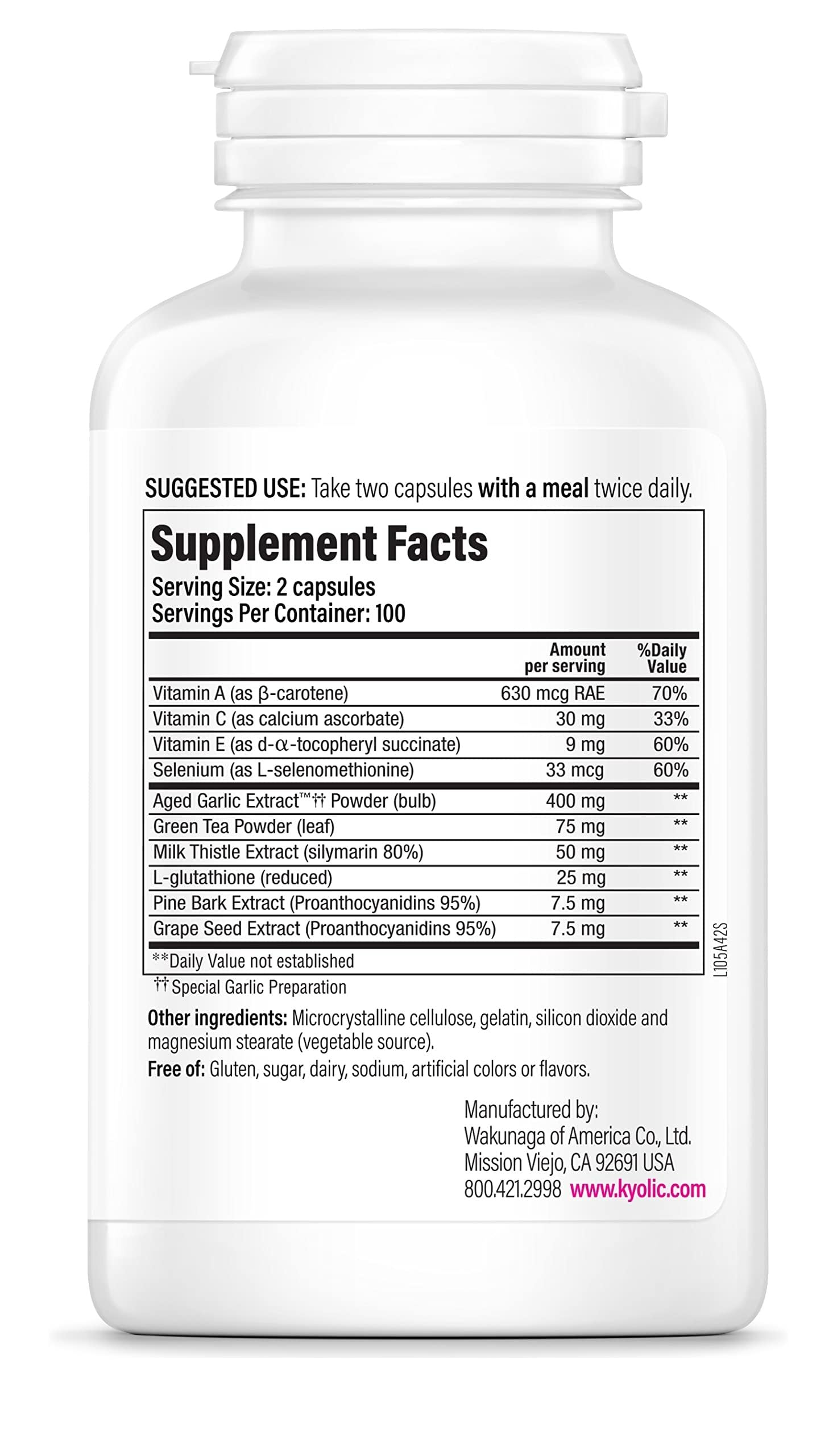 Mezcla desintoxicante Kyolic 105 con poder antioxidante para desintoxicación.