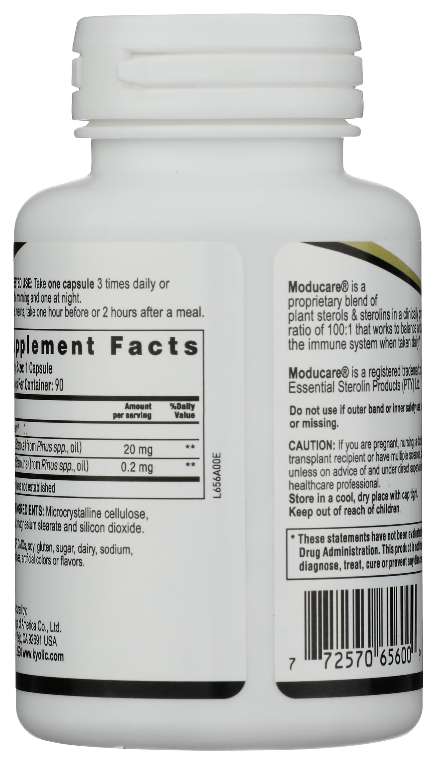 Kyolic Moducare Steroles: cápsulas vegetarianas para consumo diario.
