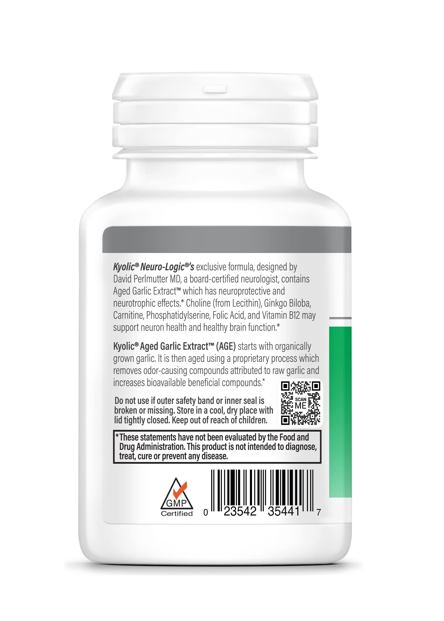 Kyolic Neuro-Logic ingredientes clave como ginkgo biloba y lecitina resaltados