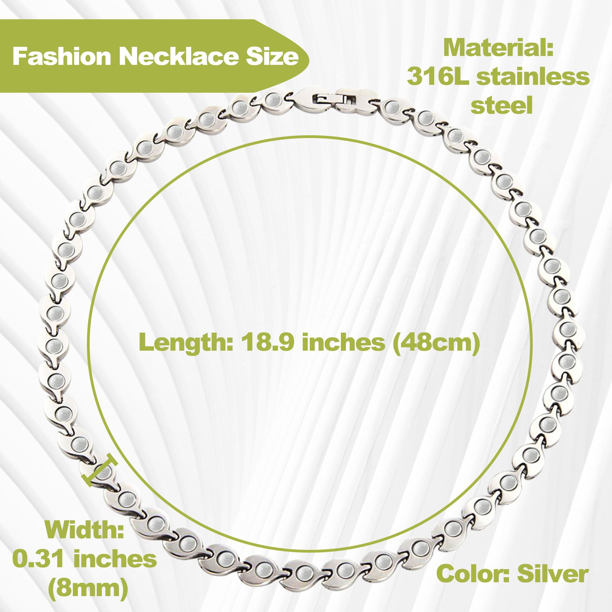 KYOSI collar magnético con hoja plateada, frente detallado