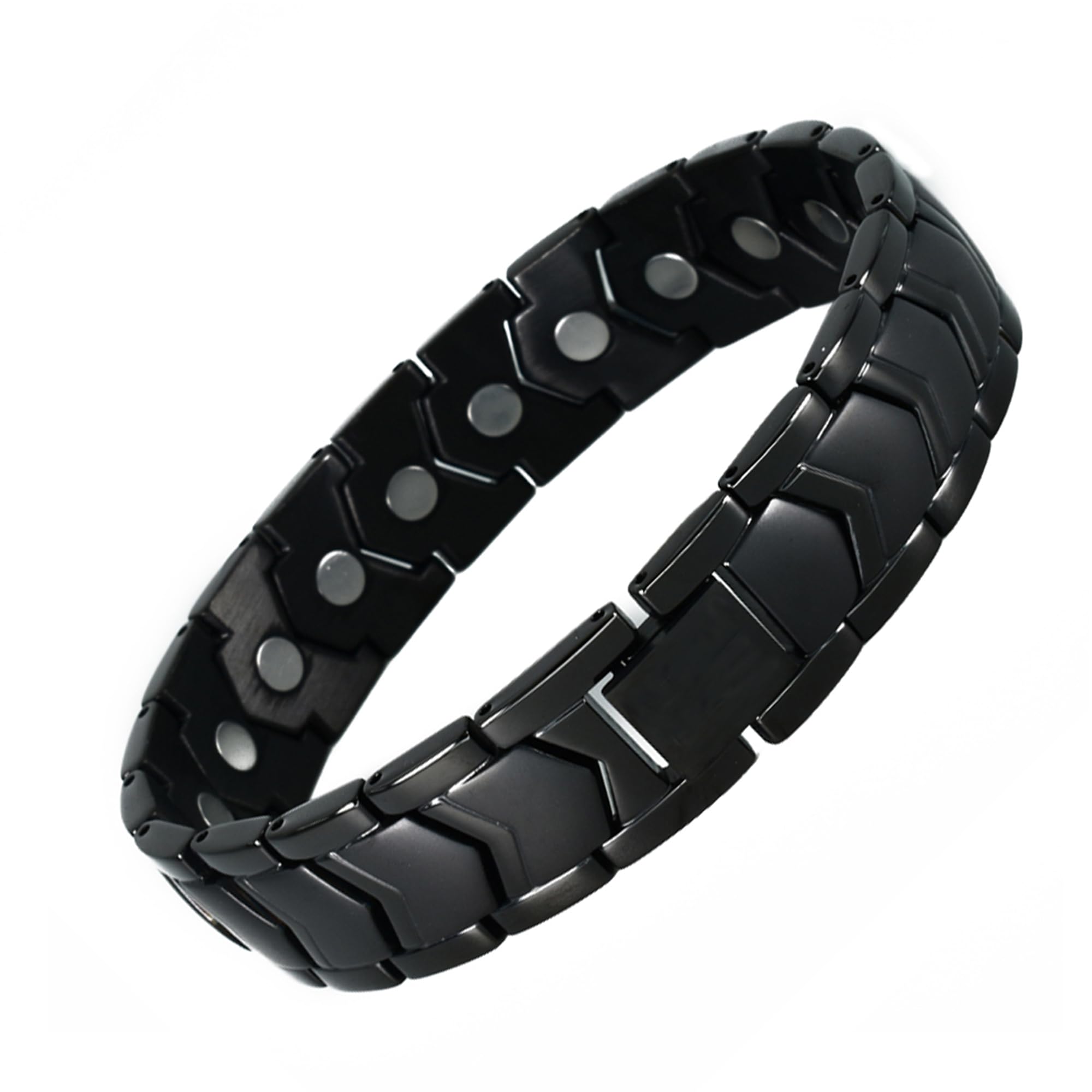 KYOSI pulsera magnética para hombre, acero inoxidable, acabado negro, ideal para uso diario.