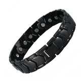 KYOSI pulsera magnética para hombre, acero inoxidable, acabado negro, ideal para uso diario.