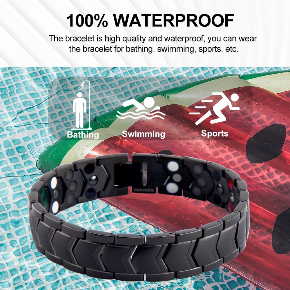 KYOSI pulsera magnética negro - look clásico para cualquier ocasión.