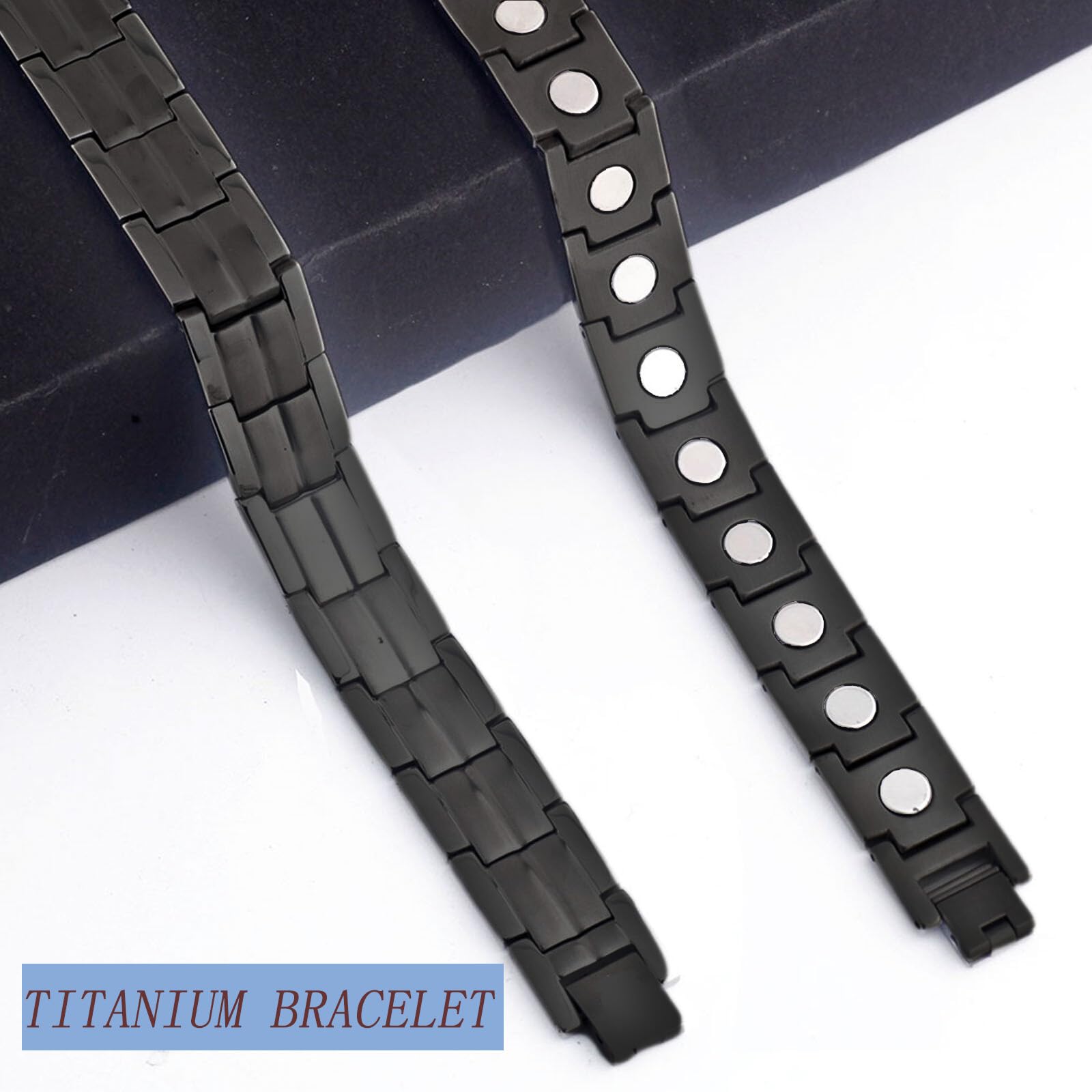 KYOSI pulsera magnética de titanio negra para hombre, estilo clásico