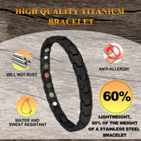 Detalle de titanio en KYOSI pulsera magnetica negro 20 cm, ligereza diaria