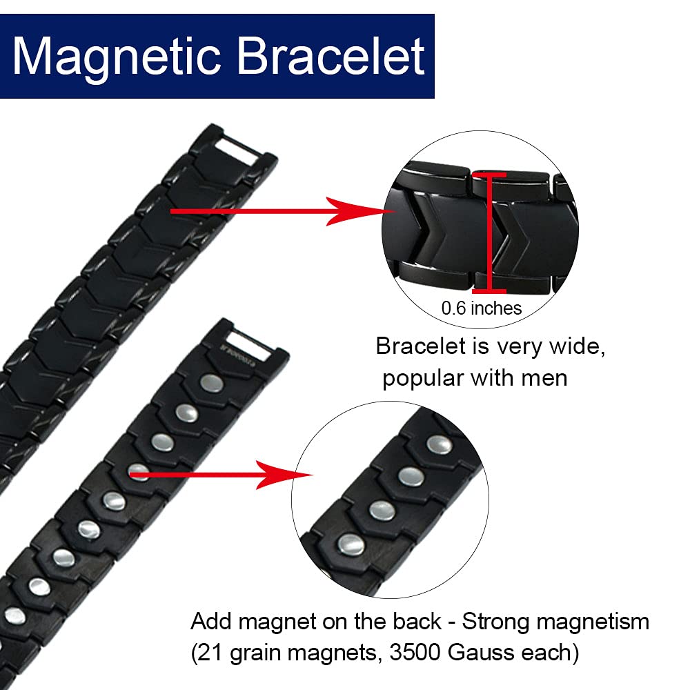 KYOSI pulsera negra de acero inoxidable, resistente al agua para uso continuo.