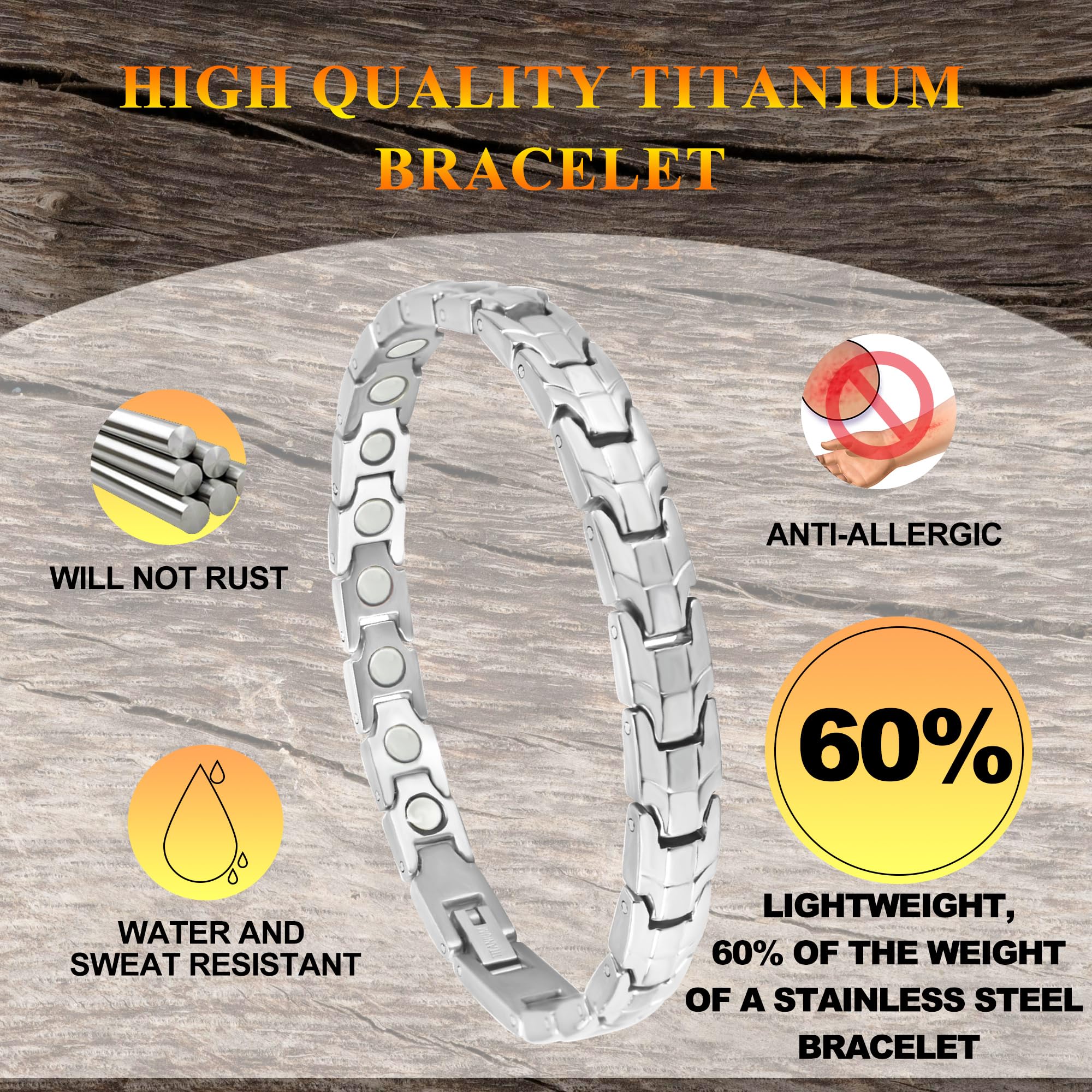 KYOSI pulsera magnética de titanio, uso diario ligero.
