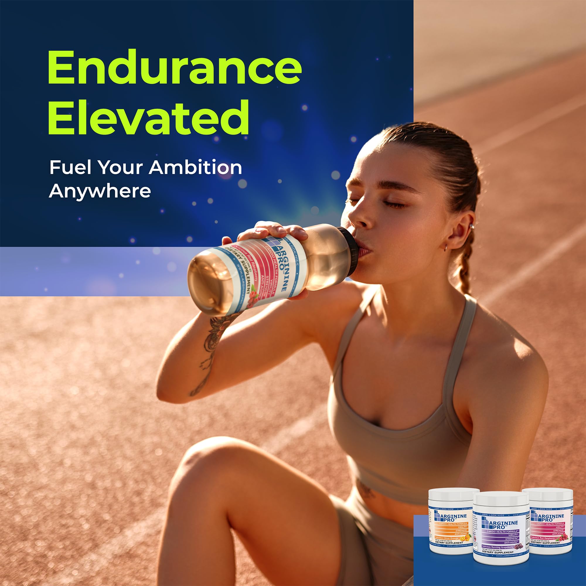 L-ARGININE PRO, disolución sabor frambuesa, sabor agradable para beber en cualquier momento.