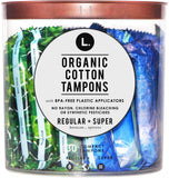 L. tampones de algodón orgánico con aplicador compacto para uso cómodo.