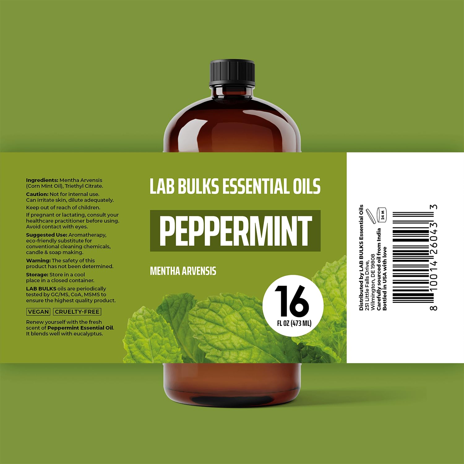 LAB BULKS ESSENTIAL OIL Pack doble de aceite de menta para difusores y velas