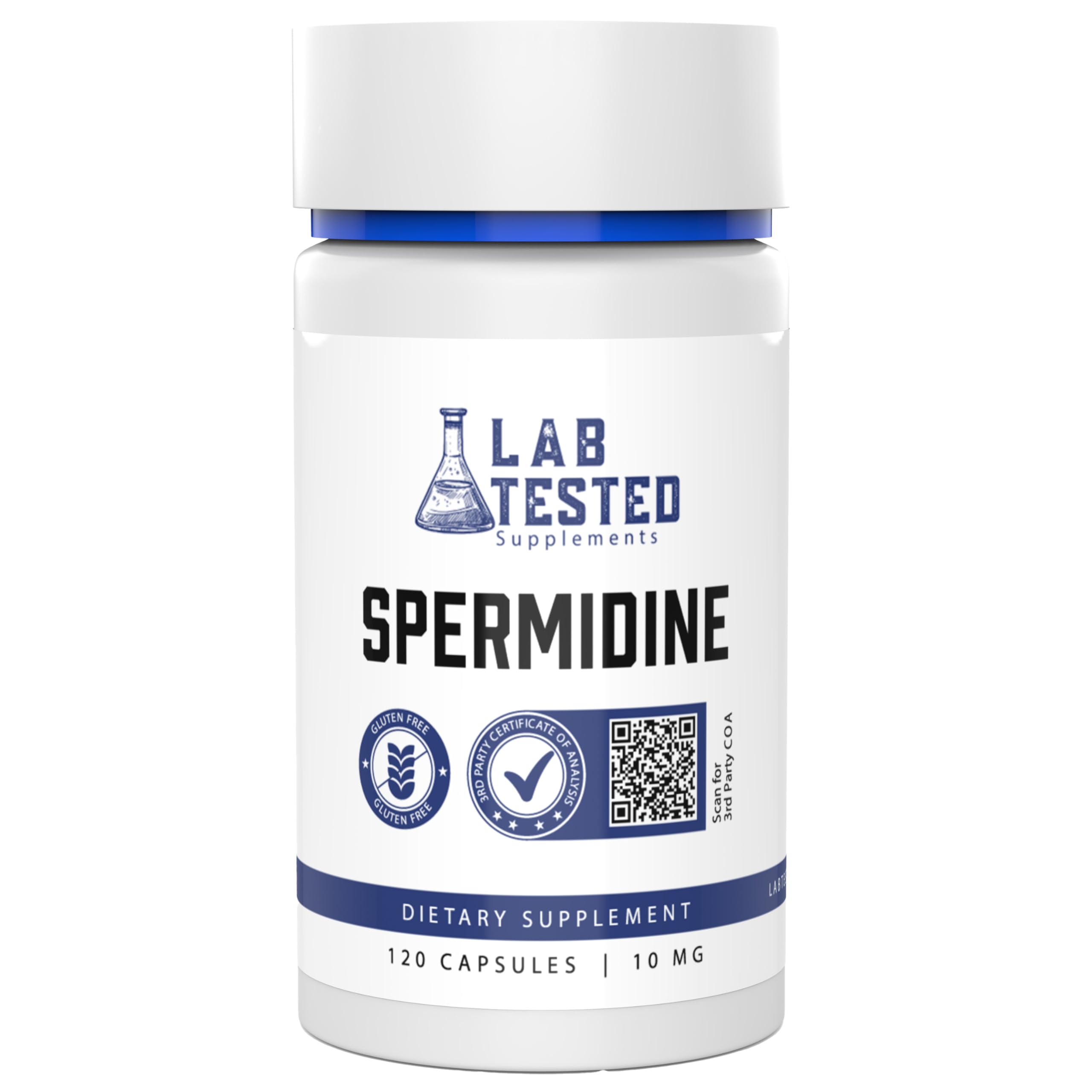 Lab Tested Supplements Spermidine 3HCl cápsulas frente: apoyo diario al bienestar
