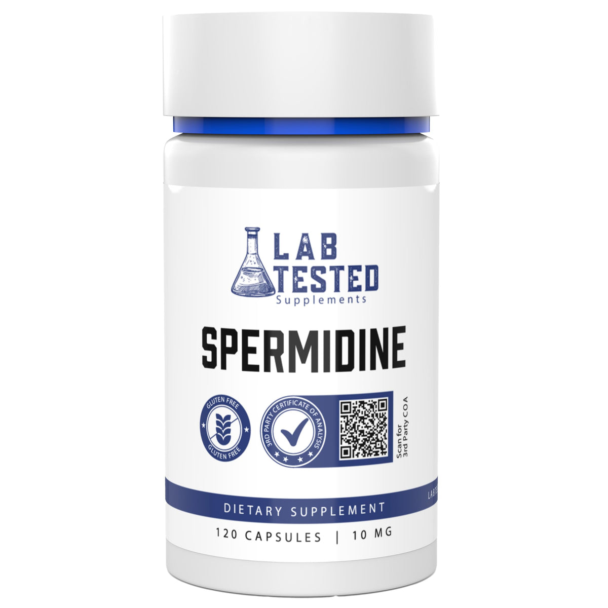 Lab Tested Supplements Spermidine 3HCl cápsulas frente: apoyo diario al bienestar