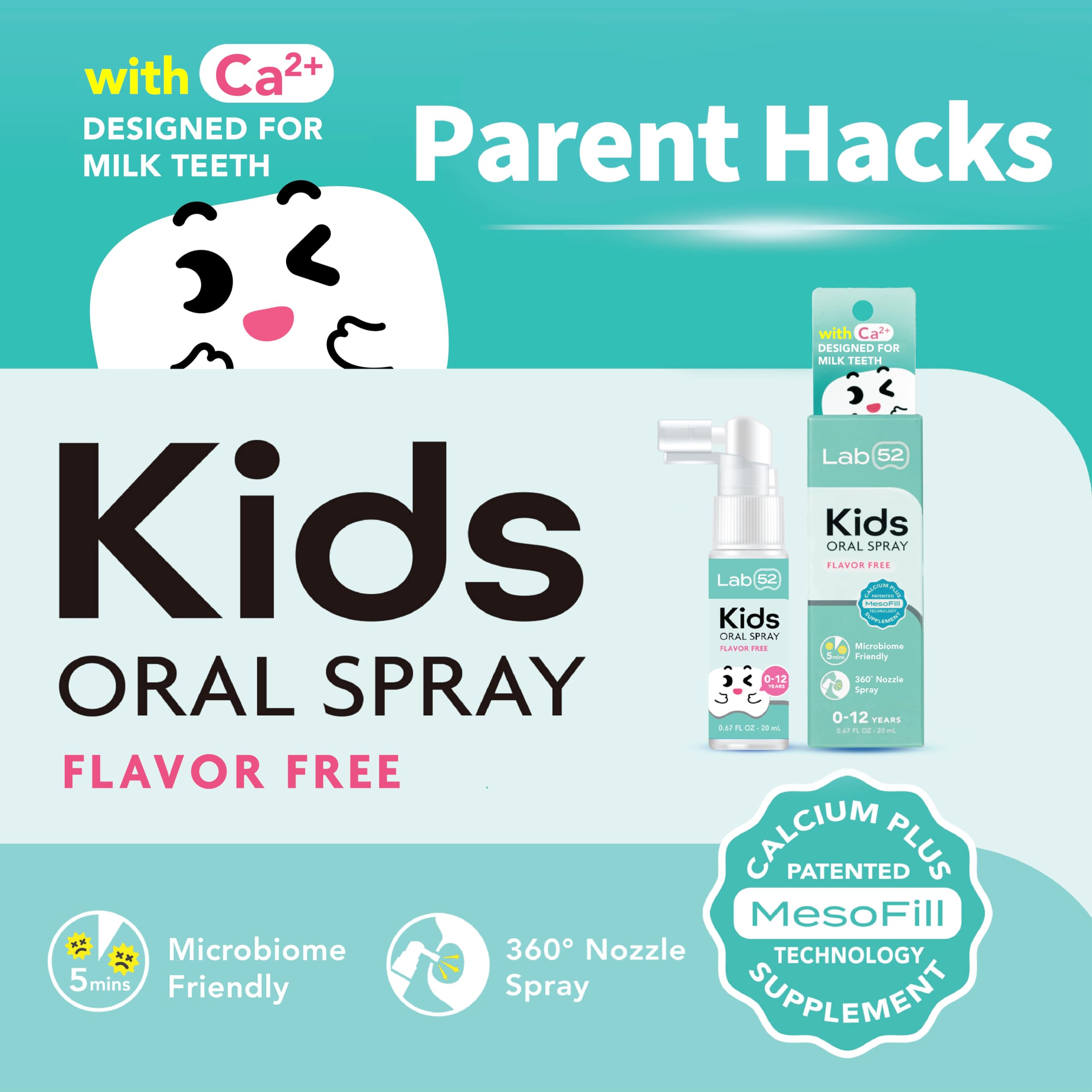 LAB52 Kids Oral Spray, aplicación nocturna para mantener la higiene bucal sin despertar al bebé