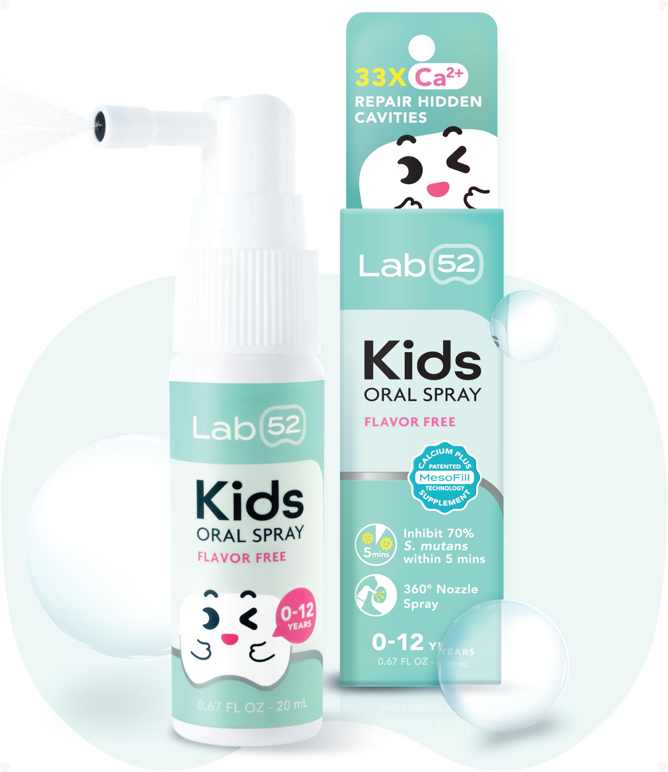 LAB52 Kids Oral Spray en bote de 20 mL para un cuidado bucal diario sencillo