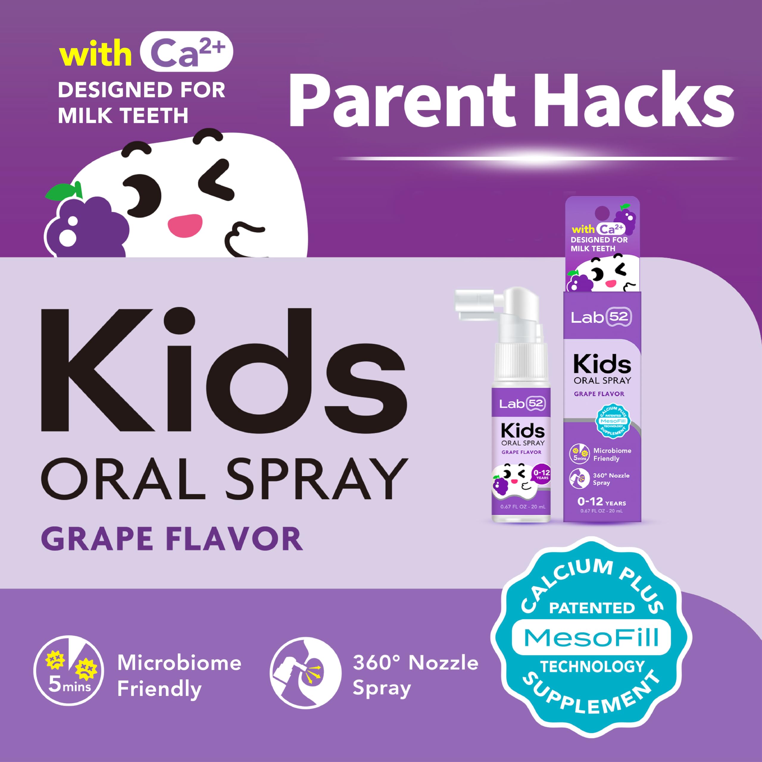 LAB52 Kids Oral Spray convierte el cepillado en una experiencia divertida y agradable.