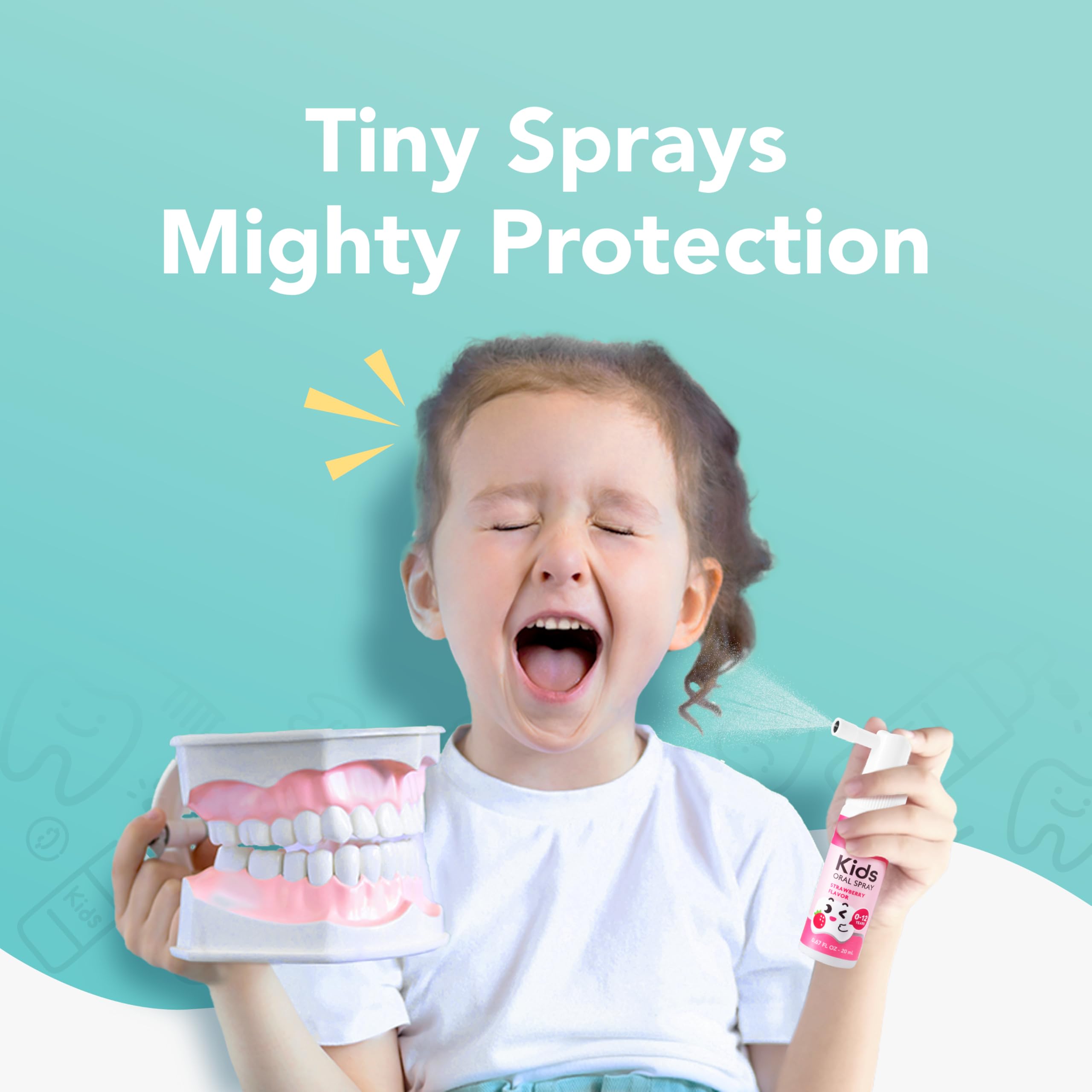 LAB52 Kids Oral Spray favorece la remineralización dental con iones calcio y fosfato.