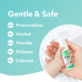 LAB52 Kids Oral Spray contiene sin alcohol para un uso suave.