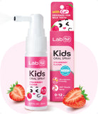 LAB52 Niños, aerosol bucal, botella a la vista facilita la higiene diaria.
