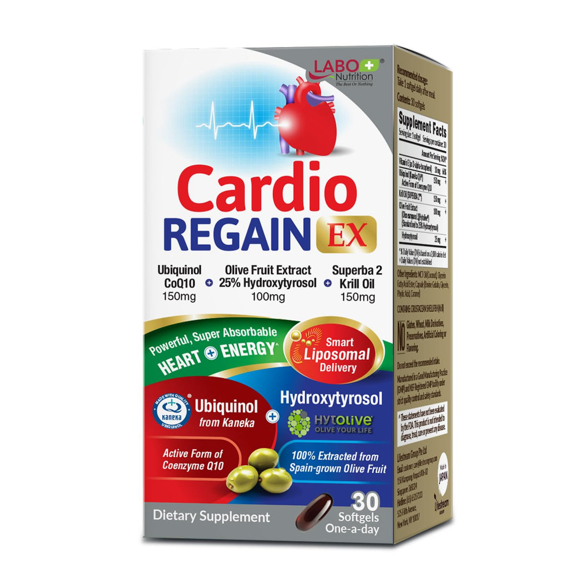 LABO Nutrition CardioREGAIN EX – botella frontal, posible apoyo a la energía diaria