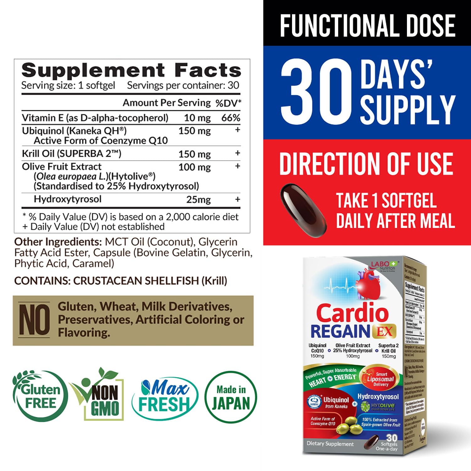LABO Nutrition CardioREGAIN EX – cápsulas para uso diario y vitalidad potencial