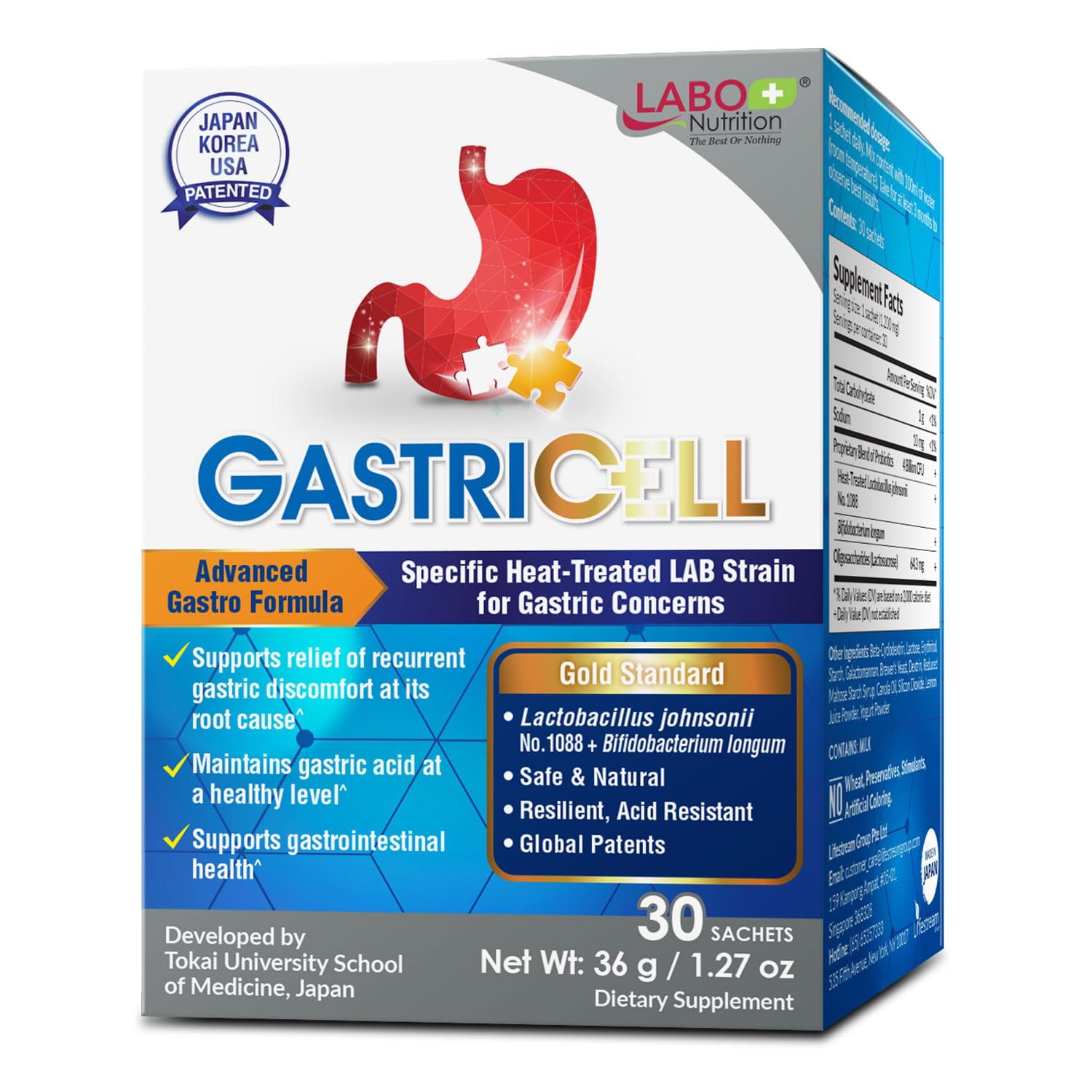 LABO Nutrition GASTRICELL sachet-frente: apoyo diario para molestias gástricas