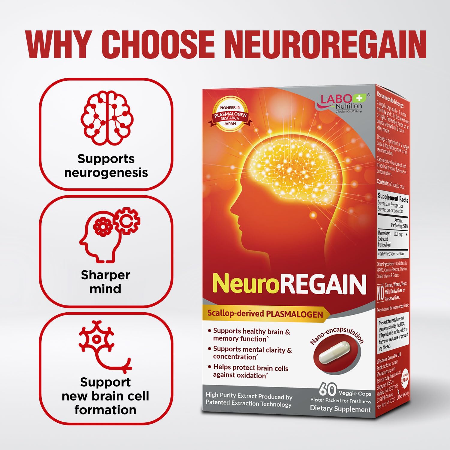 Dosis diaria de NeuroREGAIN para apoyo de atención sostenida