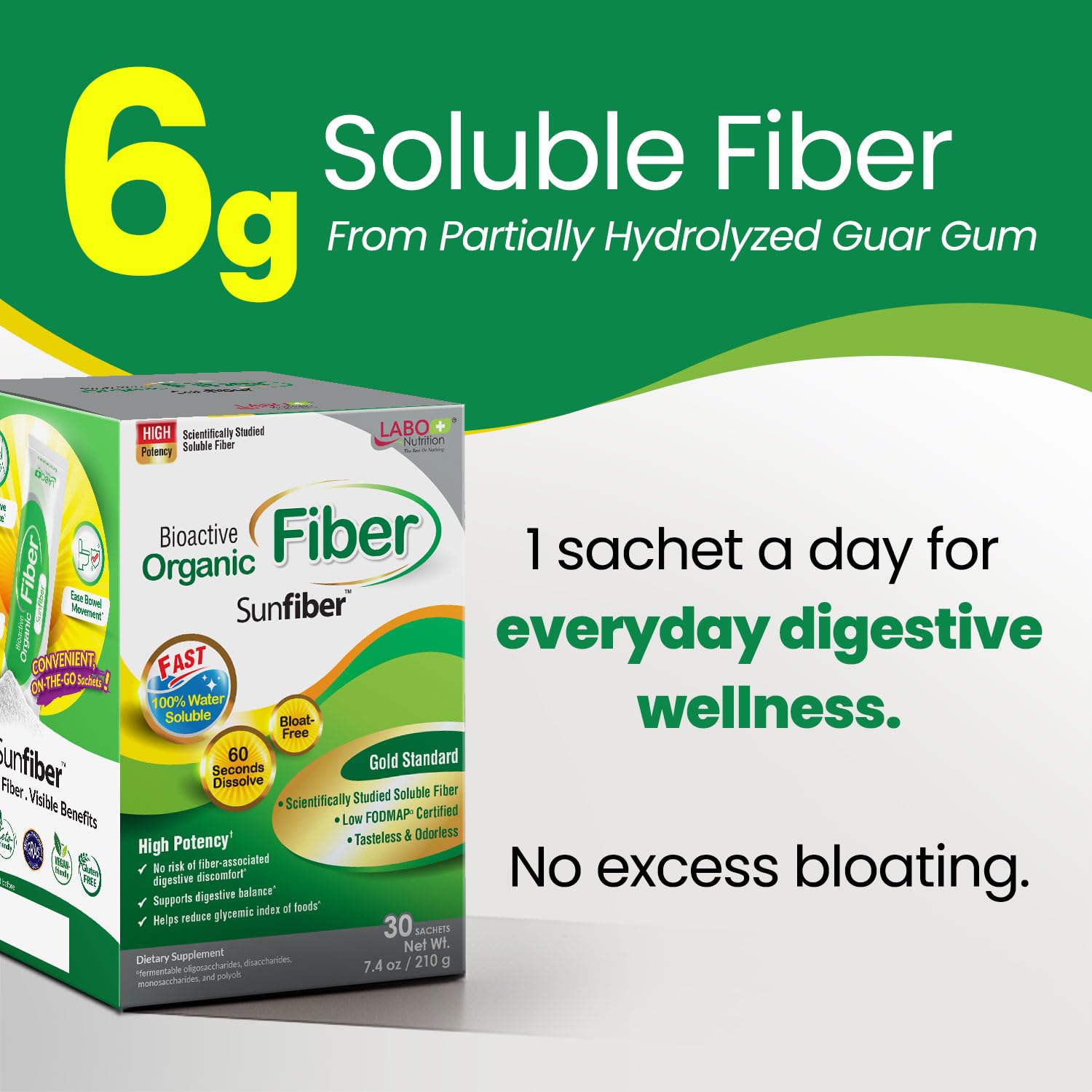 Sunfiber PHGG sin sabor, ideal para mezclar sin alterar bebidas.