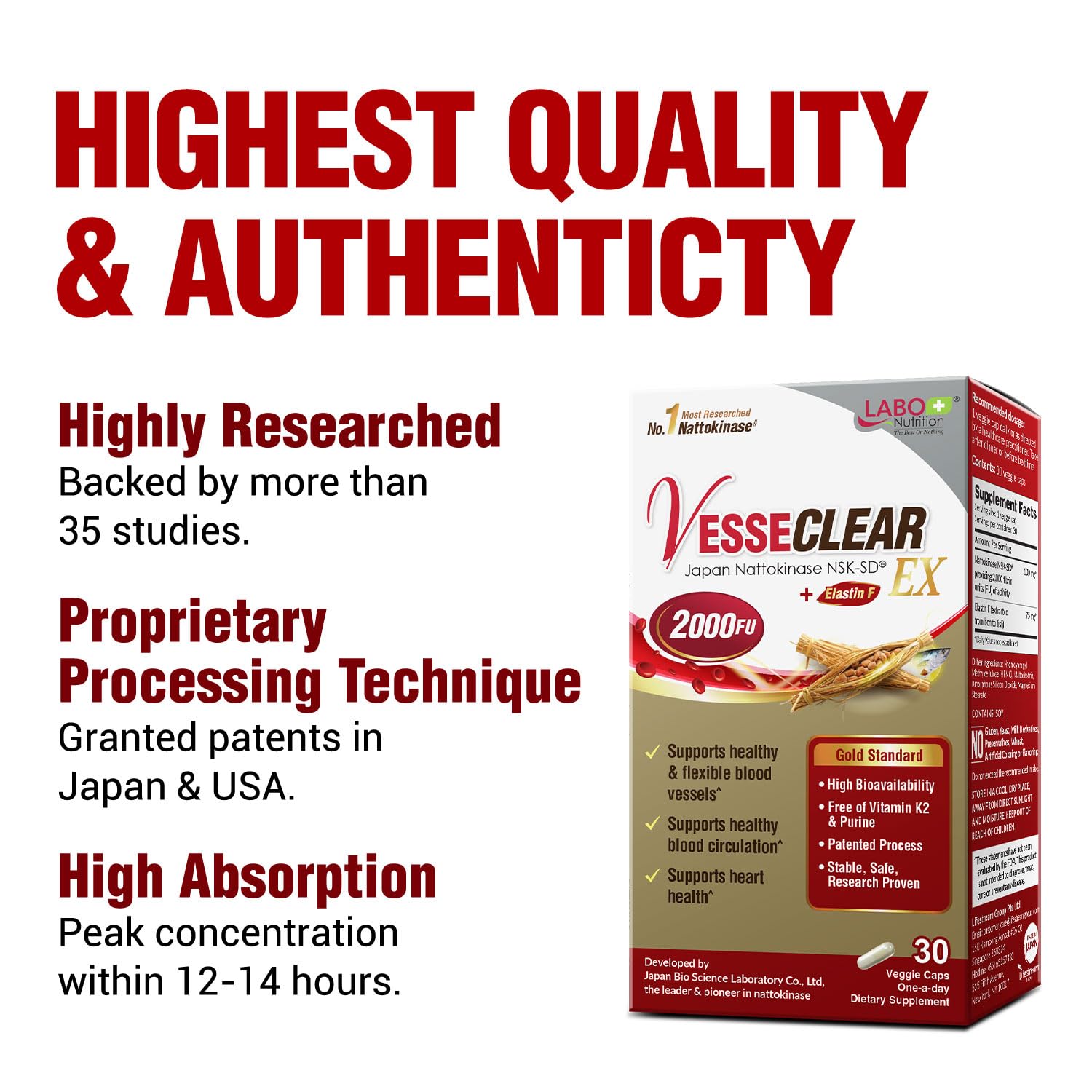 LABO Nutrition VesseCLEAR EX cápsula resistente al ácido para absorción sostenida
