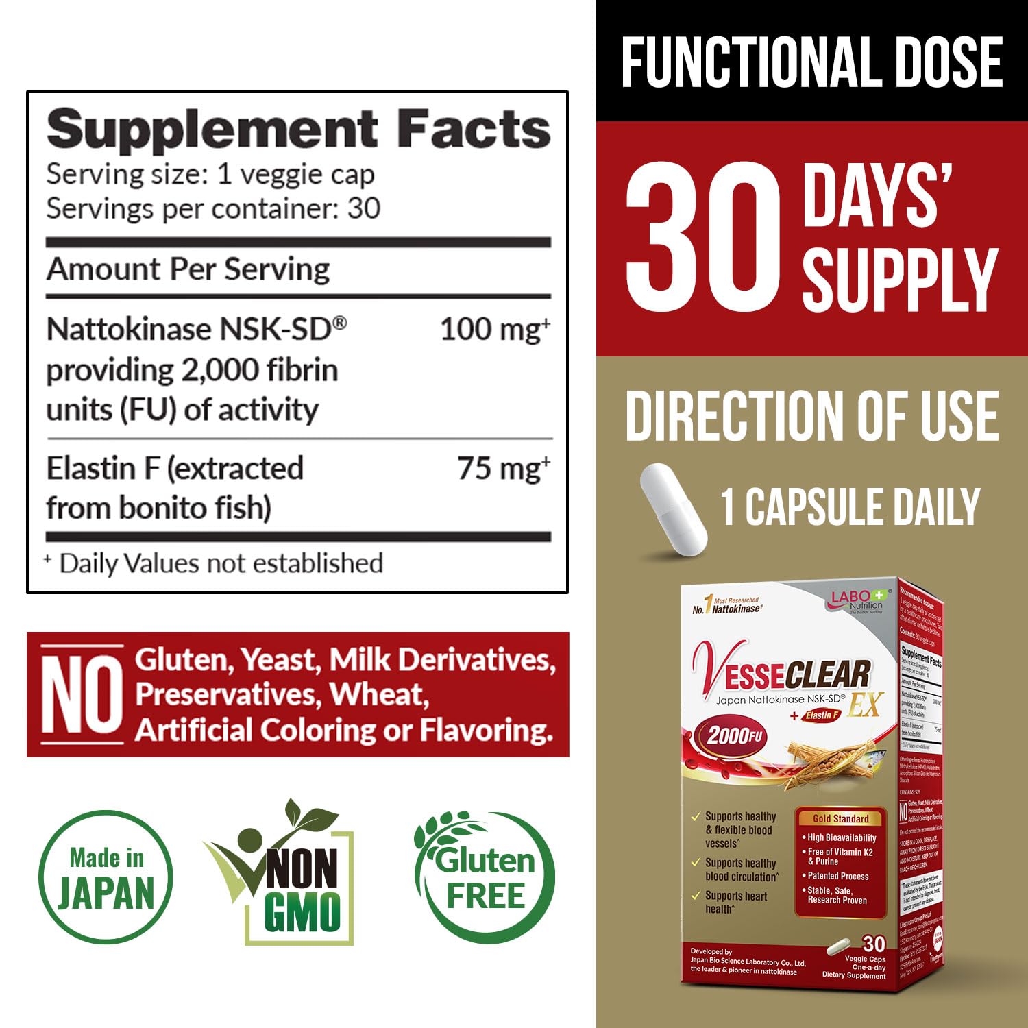 LABO Nutrition VesseCLEAR EX cápsula Elastin F para elasticidad arterial