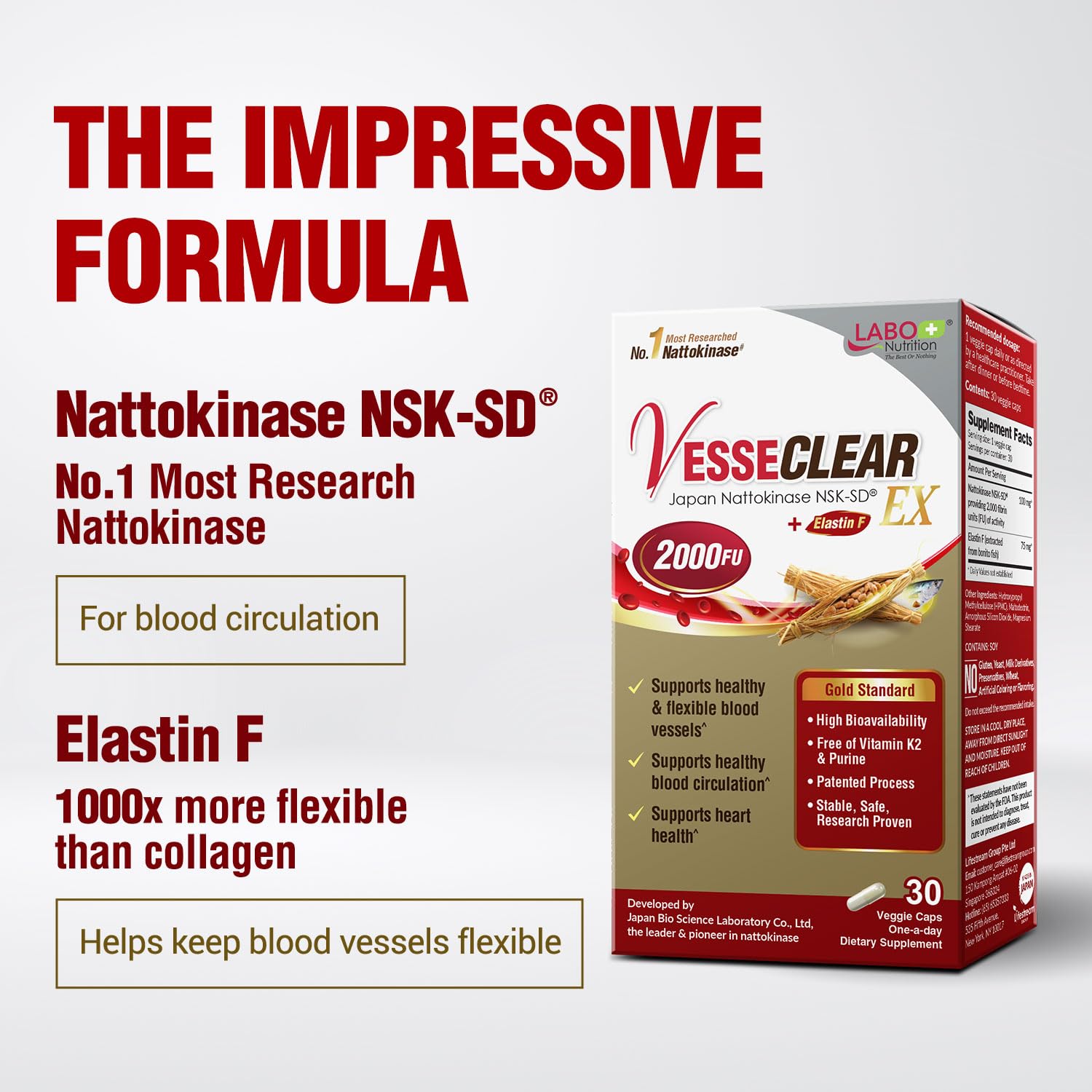 LABO Nutrition VesseCLEAR EX formato de cápsula para uso diario