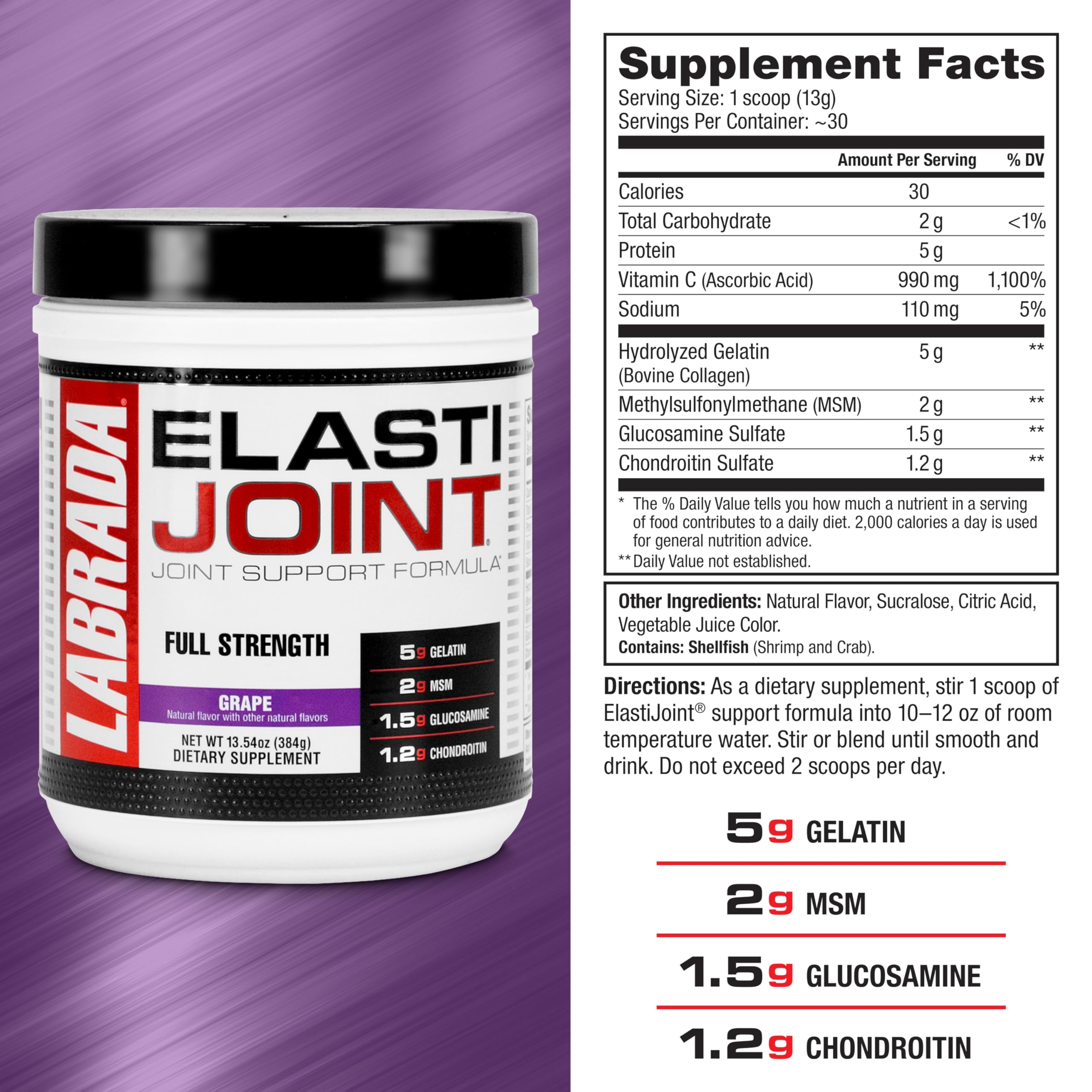 Labrada Elastijoint polvo suave, se disuelve fácilmente.