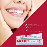 Uso diario de Lacalut Multi Eff 5en1 para dientes limpios tras cada comida.