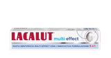 Lacalut Pasta dental Multi Eff 5en1, empaque mostrando la caja y etiqueta.