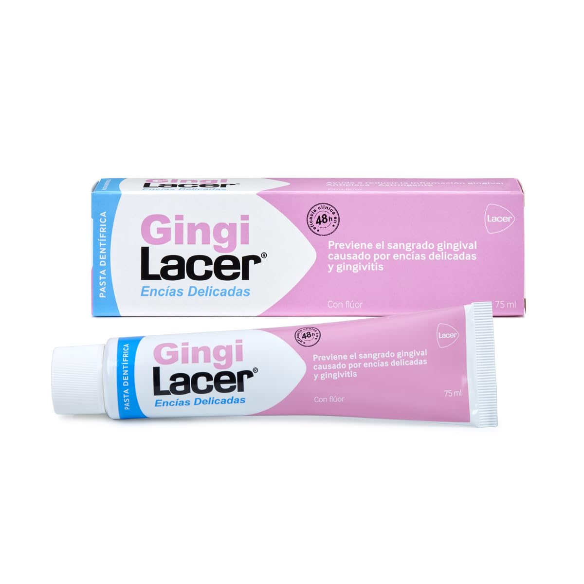 Pasta de dientes Gingi de Lacer para cuidado diario con aroma suave.