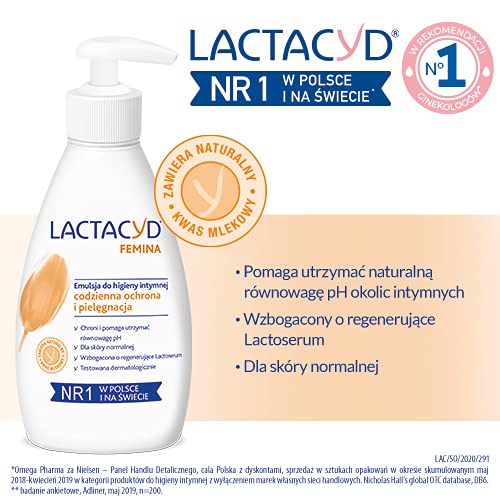 Lactacyd Femina Emulsión: textura suave para piel sensible.
