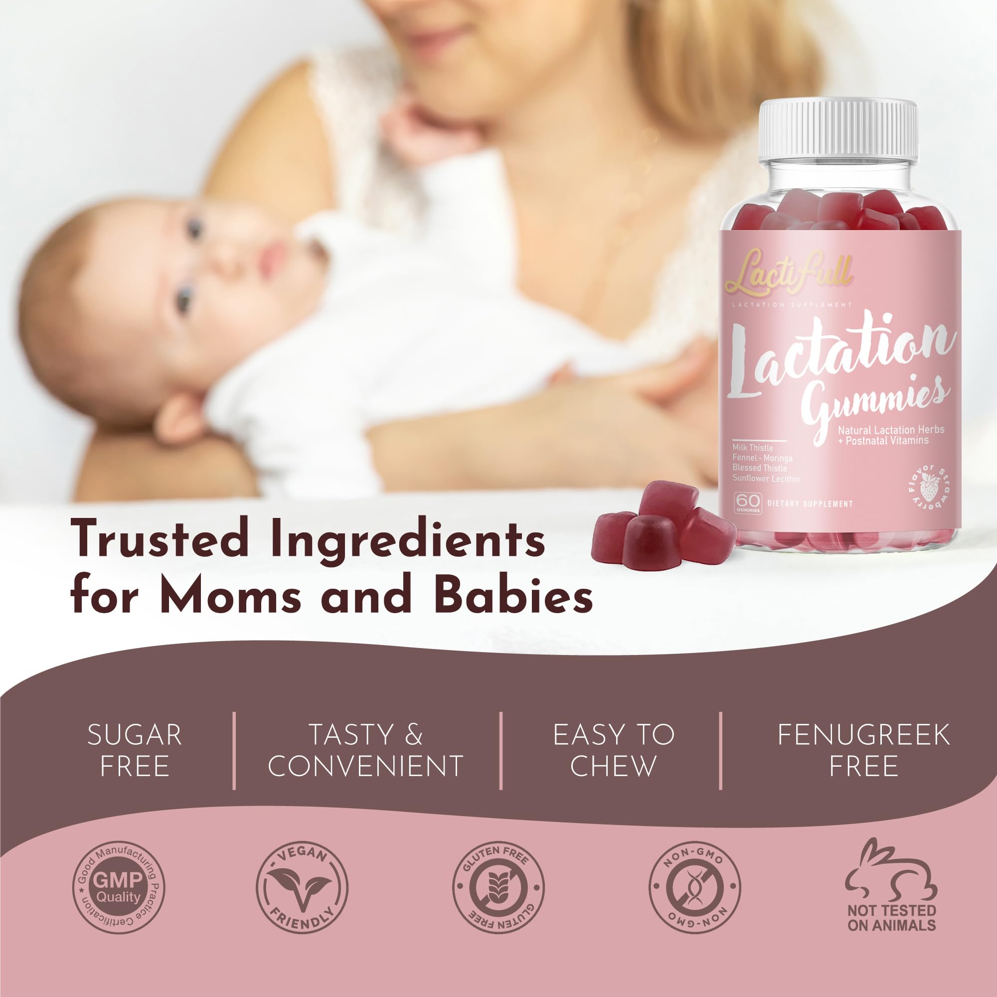 Botella LactiFull con mezcla herbal para soporte posparto.
