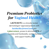 Lactomedi Ingredientes Clave: combinación probiótica y naturales para soporte íntimo.
