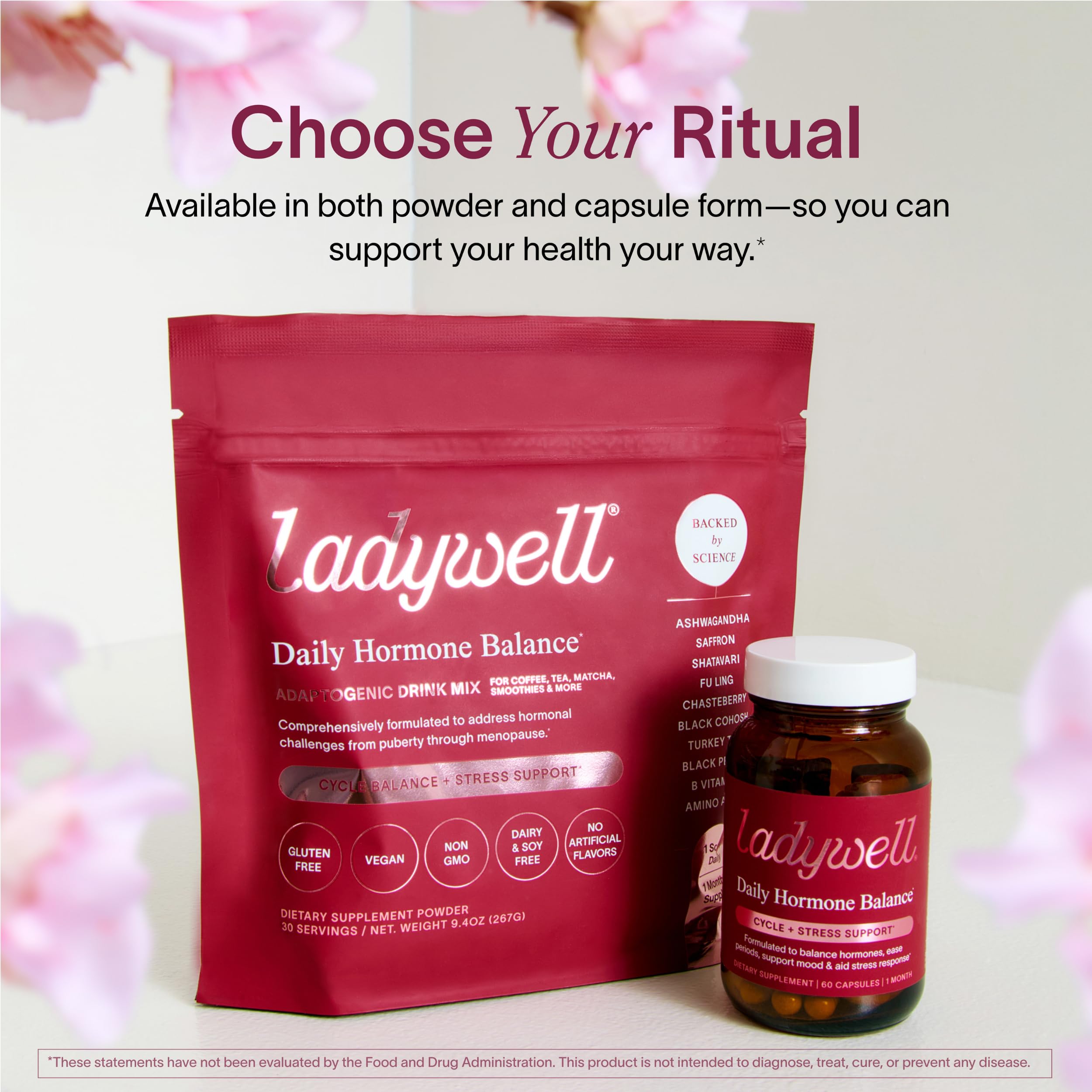 Ladywell Balance: detalle de ingredientes clave para balance hormonal.