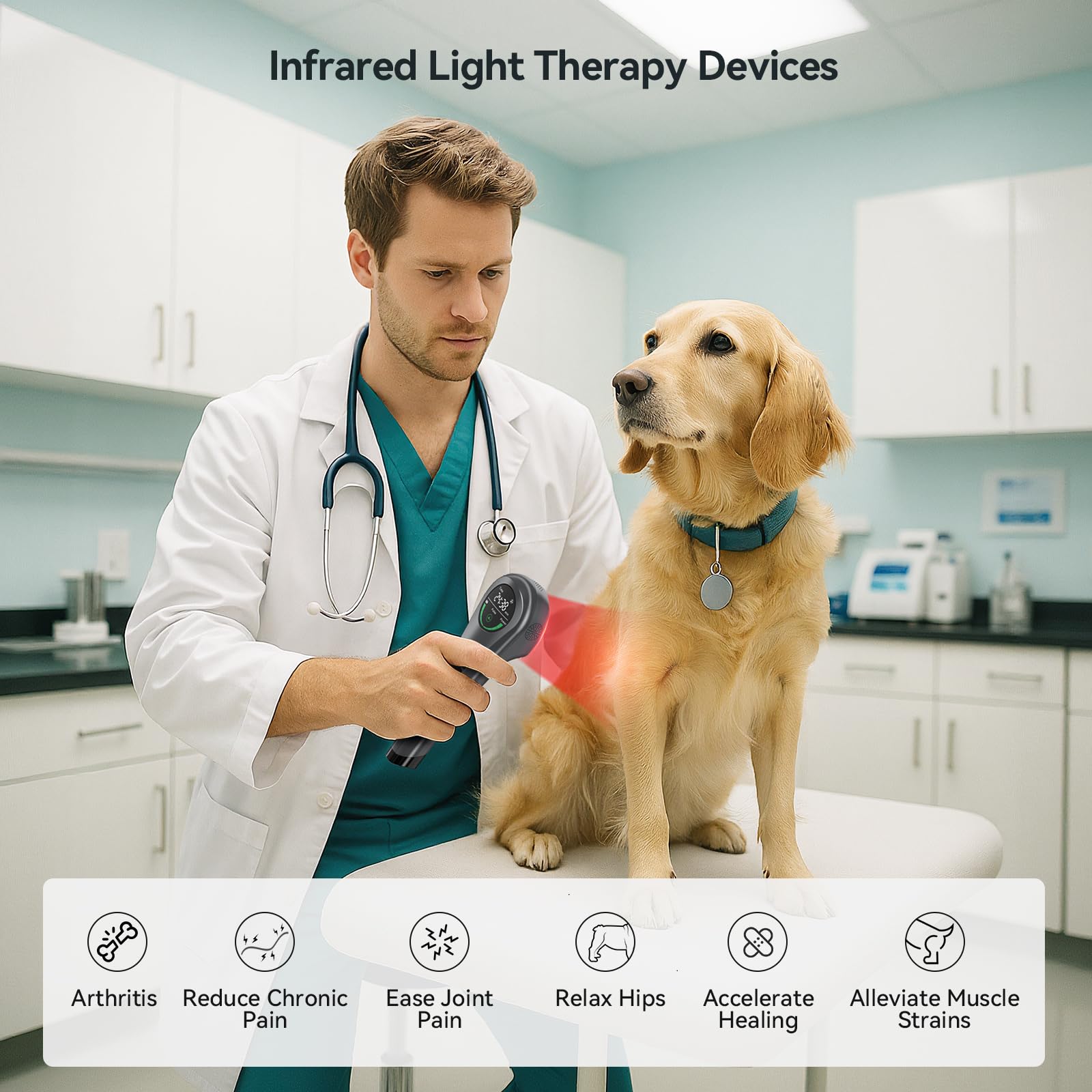 LAFCARE primer plano de LEDs 650nm y 808nm para terapia muscular