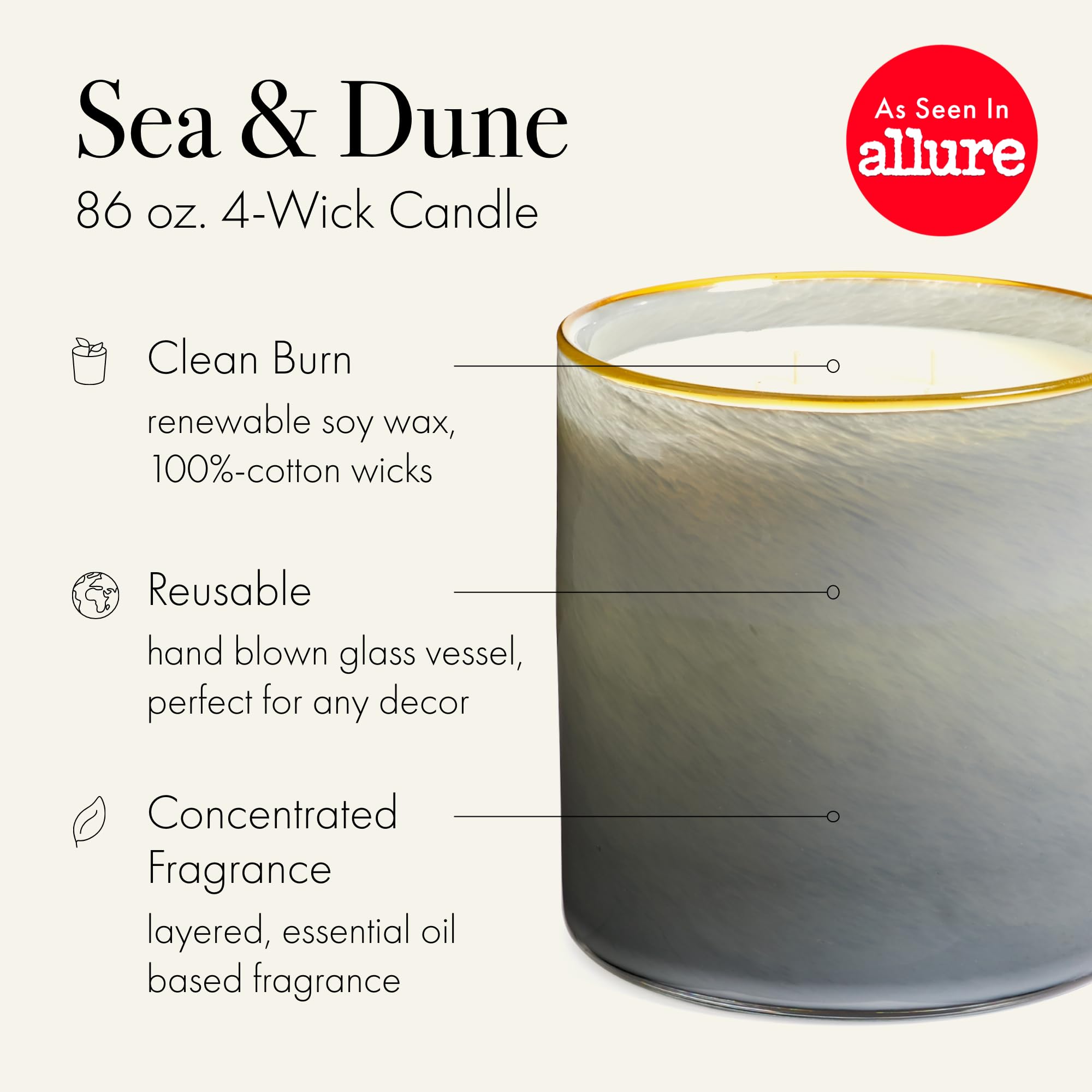 Escena aromática con vela Mar y Duna de LAFCO New York para lectura