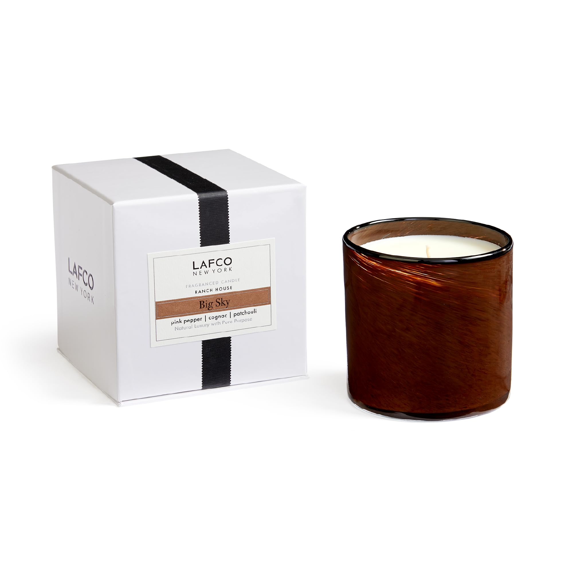 LAFCO New York Signature Big Sky, vaso de vidrio soplado, ideal para decoración y reutilización.
