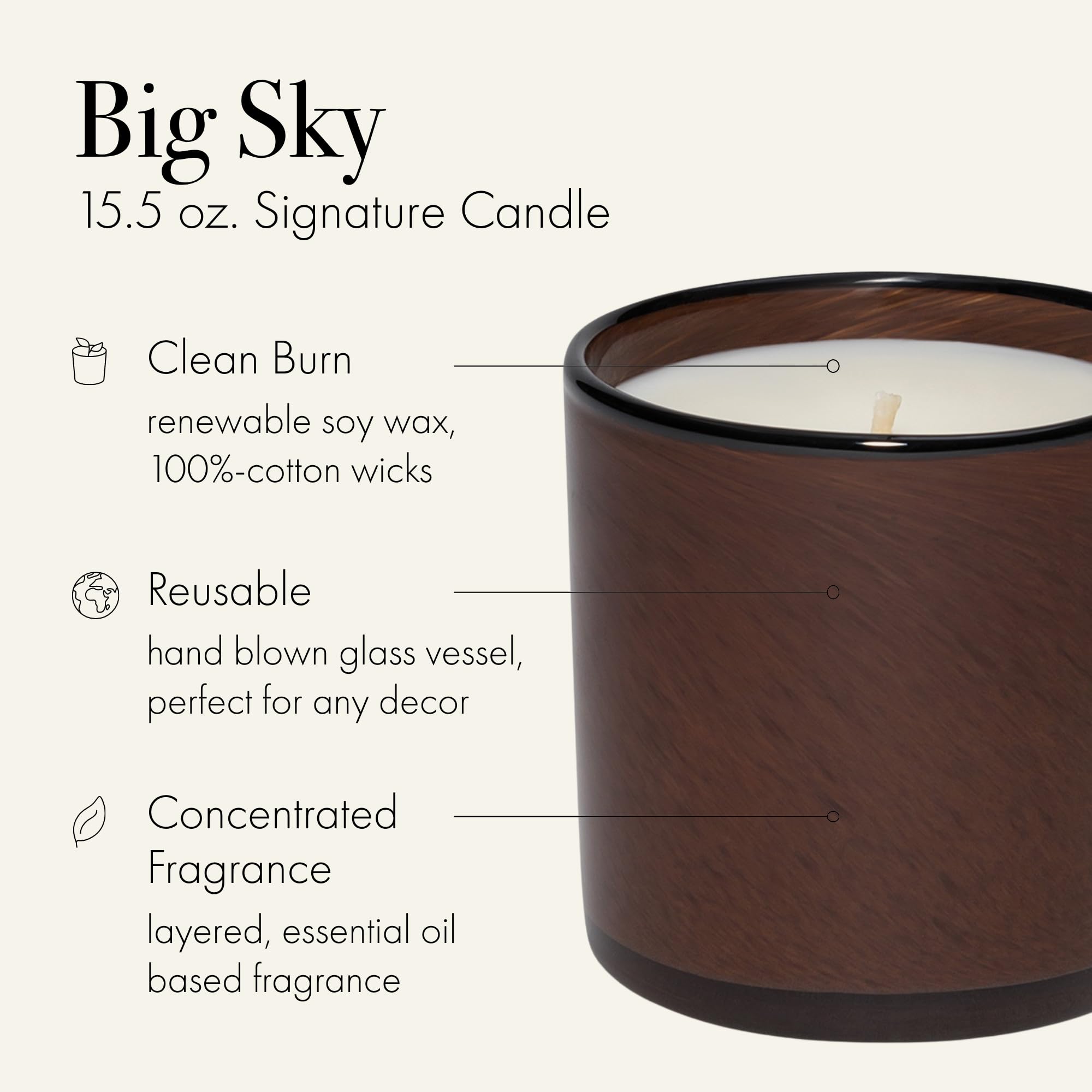 LAFCO New York Signature Big Sky, vela encendida, crea atmósfera cálida en cualquier espacio.