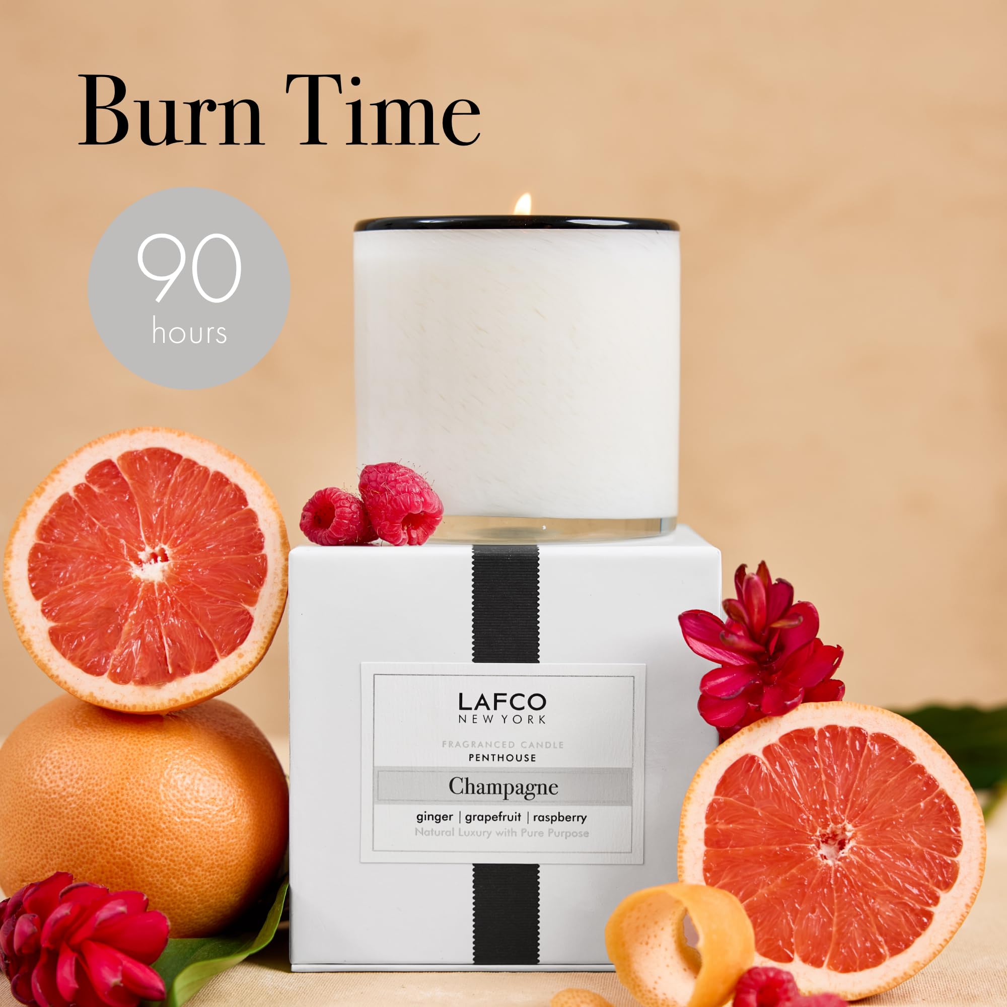 LAFCO New York Signature Candle Champagne, vaso reutilizable decorativo para realzar cualquier habitación.