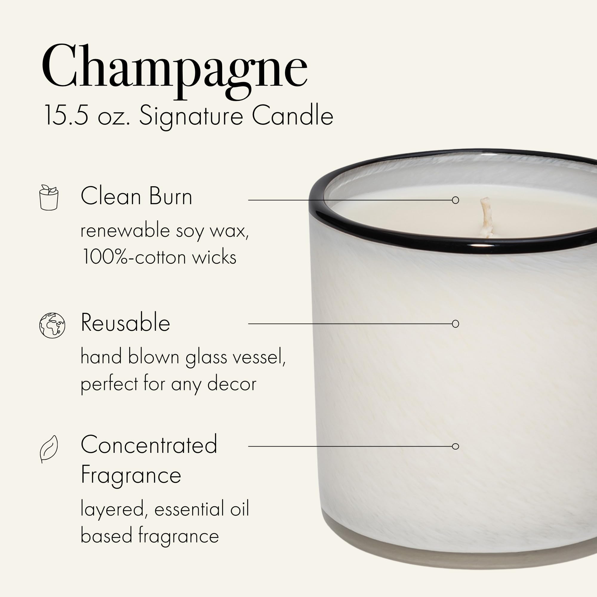 LAFCO New York Signature Candle Champagne, notas olfativas brillantes, ideal para rituales de calma.